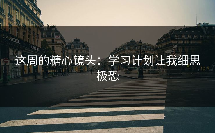 这周的糖心镜头:学习计划让我细思极恐 这周的糖心镜头:学习计划让我细思极恐