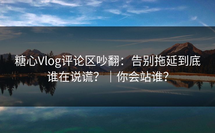 糖心Vlog评论区吵翻:告别拖延到底谁在说谎?|你会站谁? 糖心Vlog评论区吵翻:告别拖延到底谁在说谎?|你会站谁?