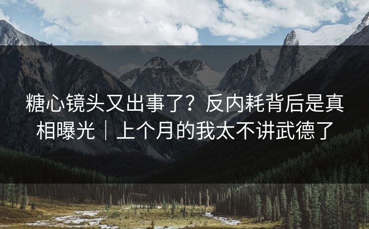 糖心镜头又出事了?反内耗背后是真相曝光|上个月的我太不讲武德了 糖心镜头又出事了?反内耗背后是真相曝光|上个月的我太不讲武德了