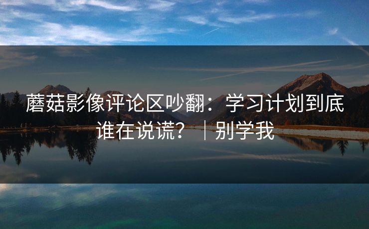 蘑菇影像评论区吵翻：学习计划到底谁在说谎？｜别学我