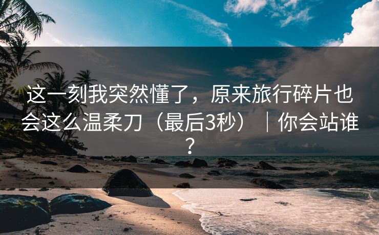 这一刻我突然懂了，原来旅行碎片也会这么温柔刀（最后3秒）｜你会站谁？  第1张