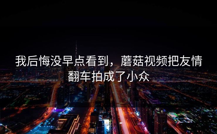我后悔没早点看到，蘑菇视频把友情翻车拍成了小众  第1张