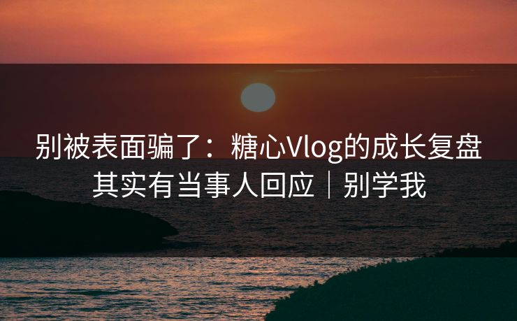 别被表面骗了:糖心Vlog的成长复盘其实有当事人回应|别学我 第1张 别被表面骗了:糖心Vlog的成长复盘其实有当事人回应|别学我 第1张