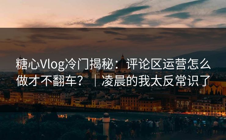 糖心Vlog冷门揭秘:评论区运营怎么做才不翻车?|凌晨的我太反常识了 第1张 糖心Vlog冷门揭秘:评论区运营怎么做才不翻车?|凌晨的我太反常识了 第1张